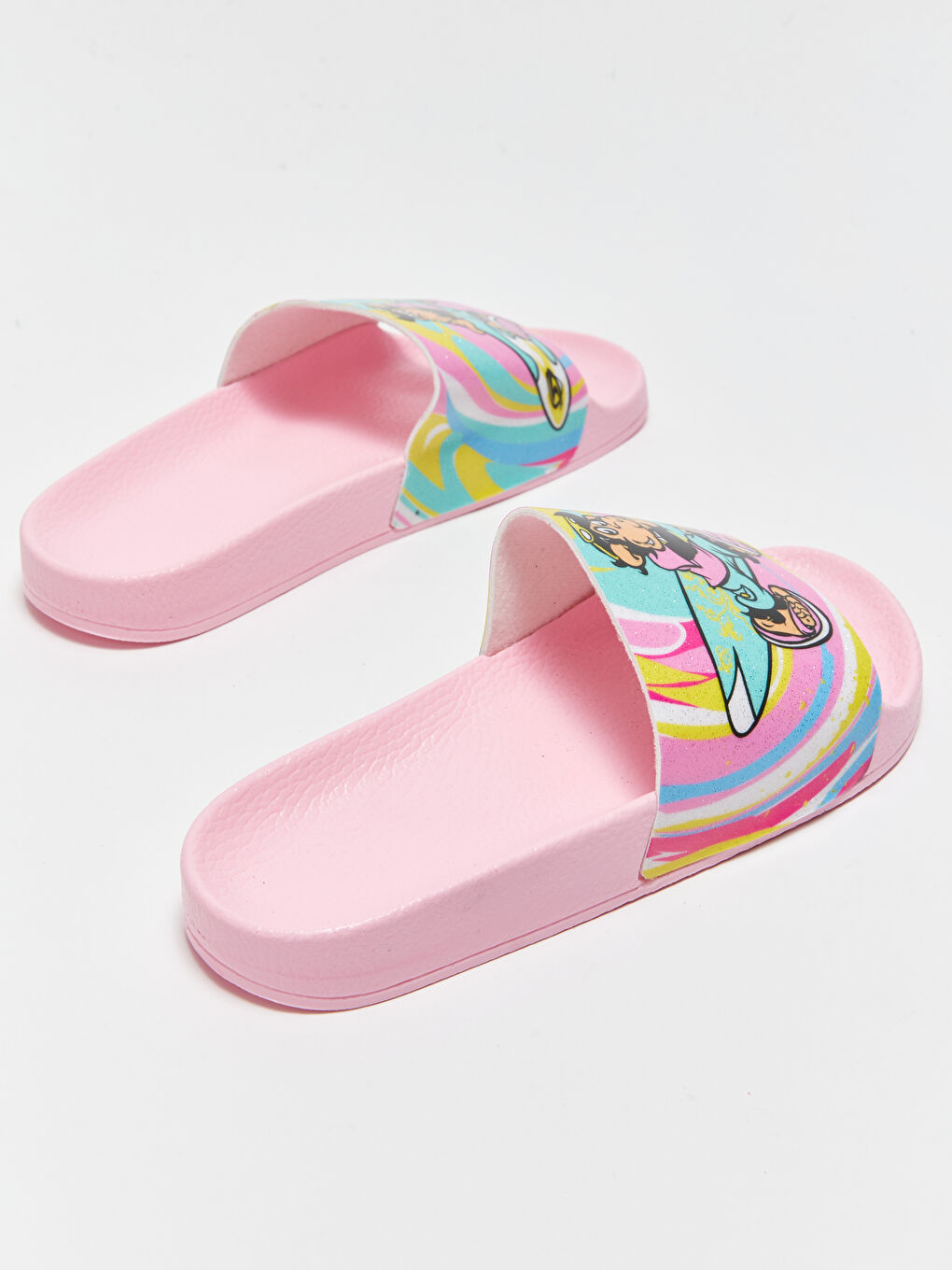 Pembe Nostaljik Maymun Baskılı Kız Çocuk Terlik-8