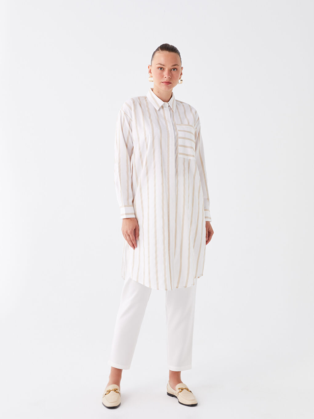 Striped Oversize Women's Shirt Tunic