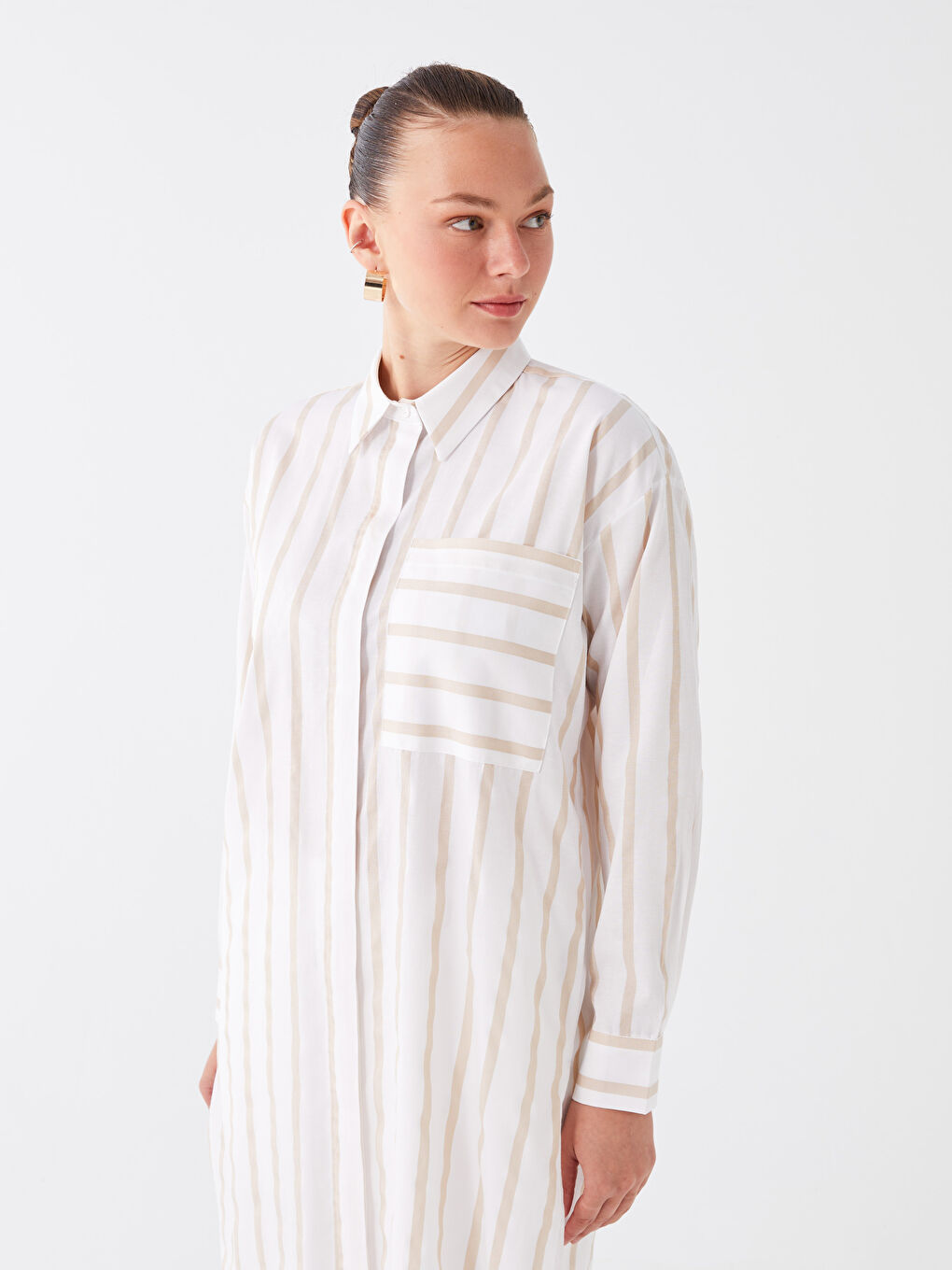 Striped Oversize Women's Shirt Tunic-1