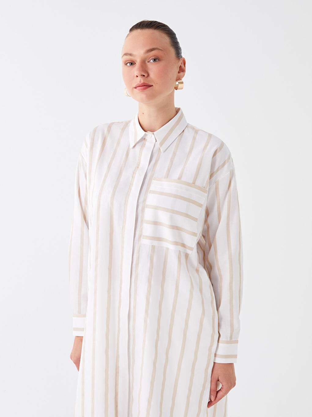 Striped Oversize Women's Shirt Tunic-2