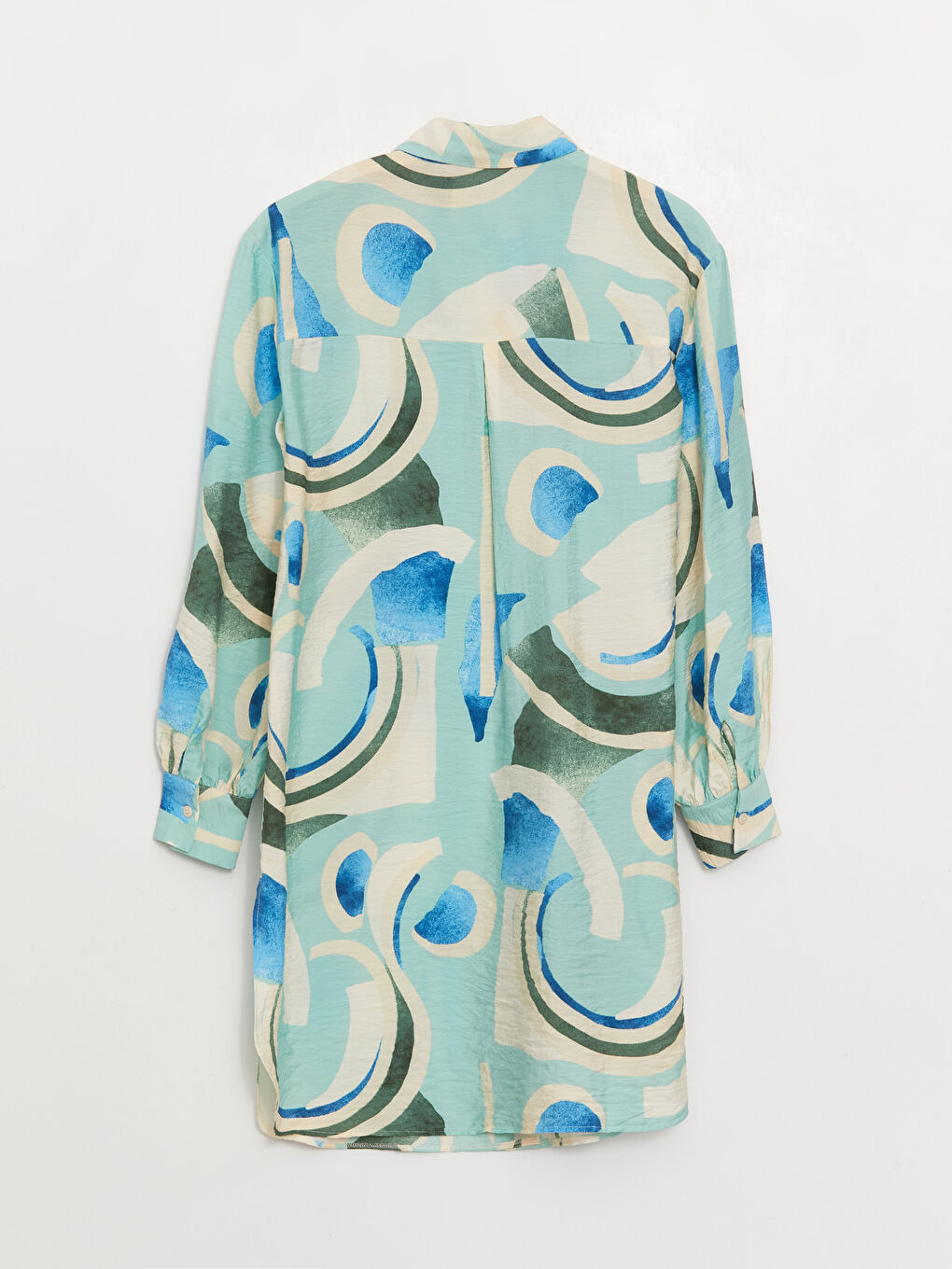 Yeşil Desenli Kadın Gömlek Tunik-6