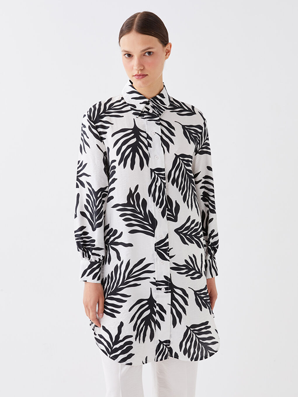 Siyah Desenli Kadın Gömlek Tunik