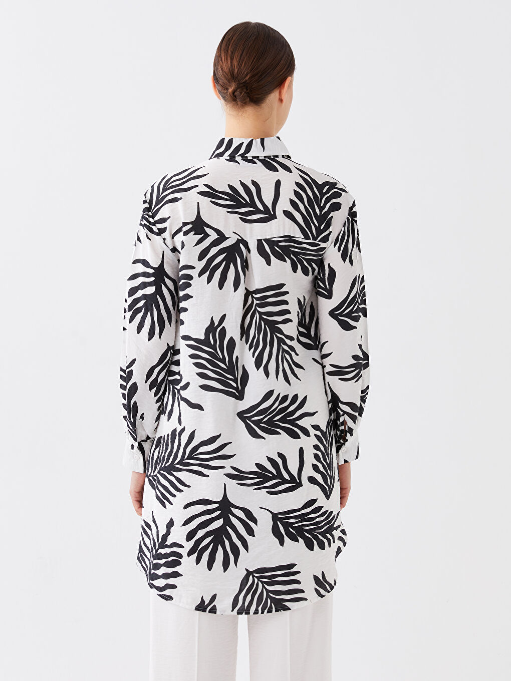 Siyah Desenli Kadın Gömlek Tunik-3