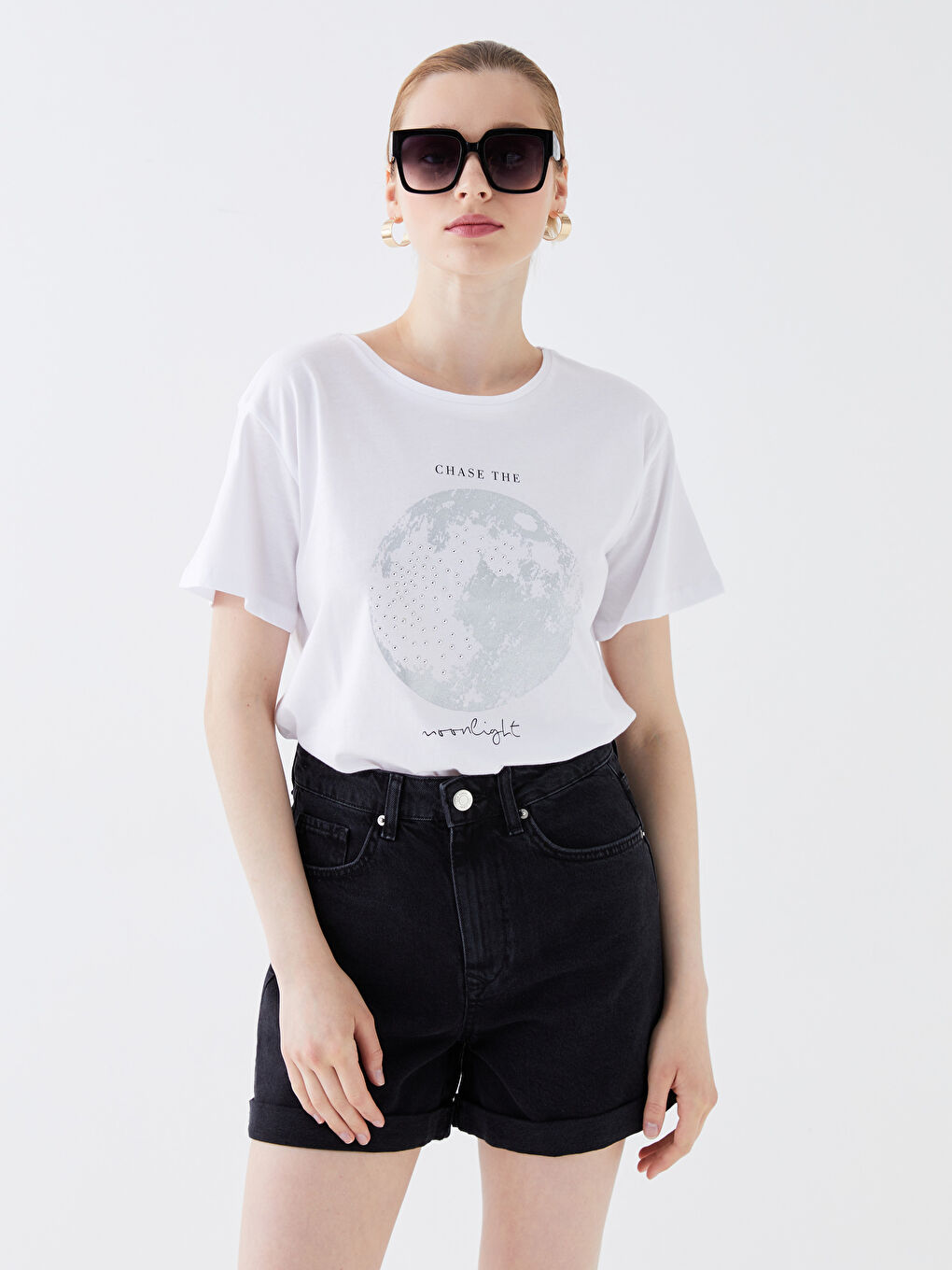 Crew Neck Printed Short Sleeve Women's T-Shirt-1