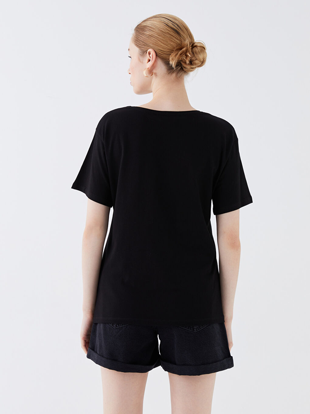 Crew Neck Rhinestone Embellished Short Sleeve Women's T-Shirt-4