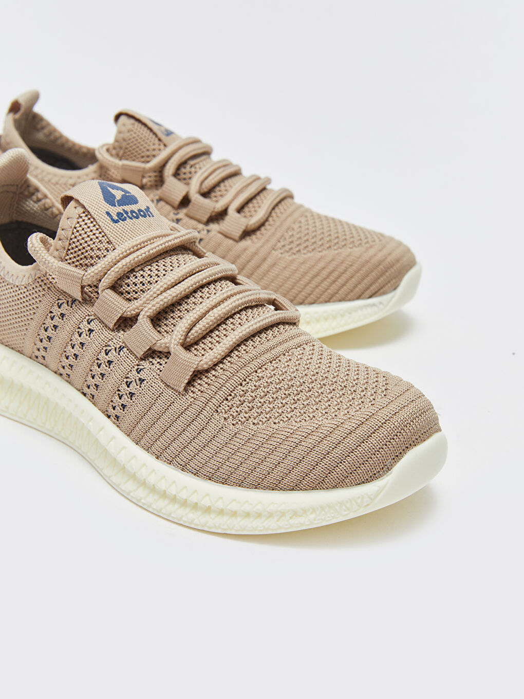 Bej Bağcıklı Erkek Çocuk Triko Spor Ayakkabı-2