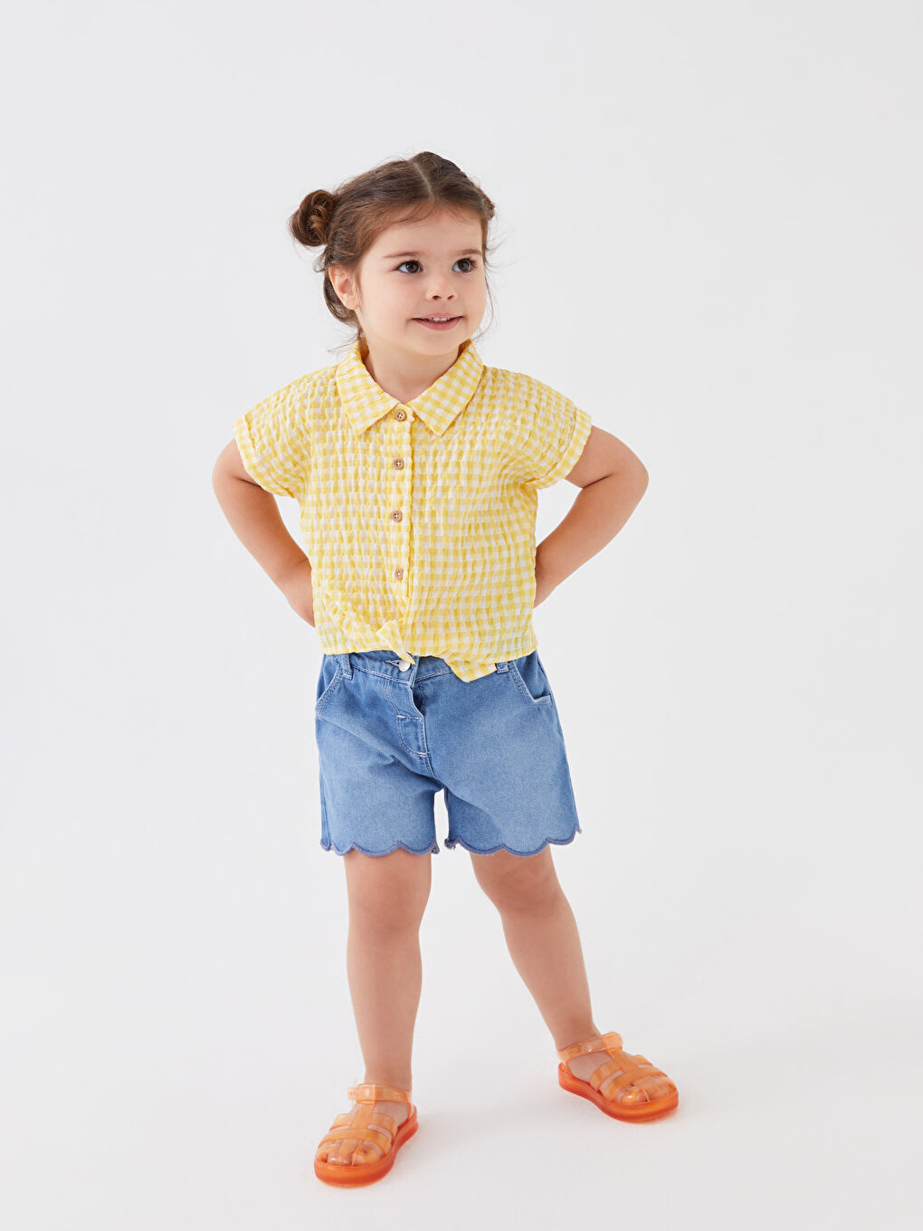 LCW baby Indigo Basic Kız Bebek Jean Şort
