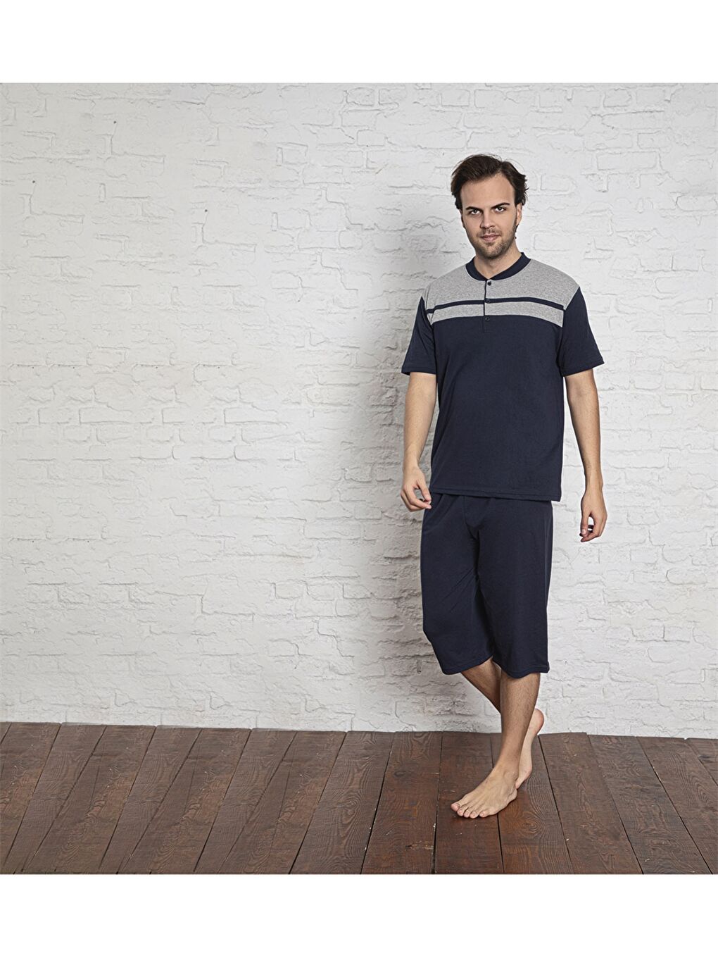 Lacivert Standart Kalıp Erkek Pijama Takımı