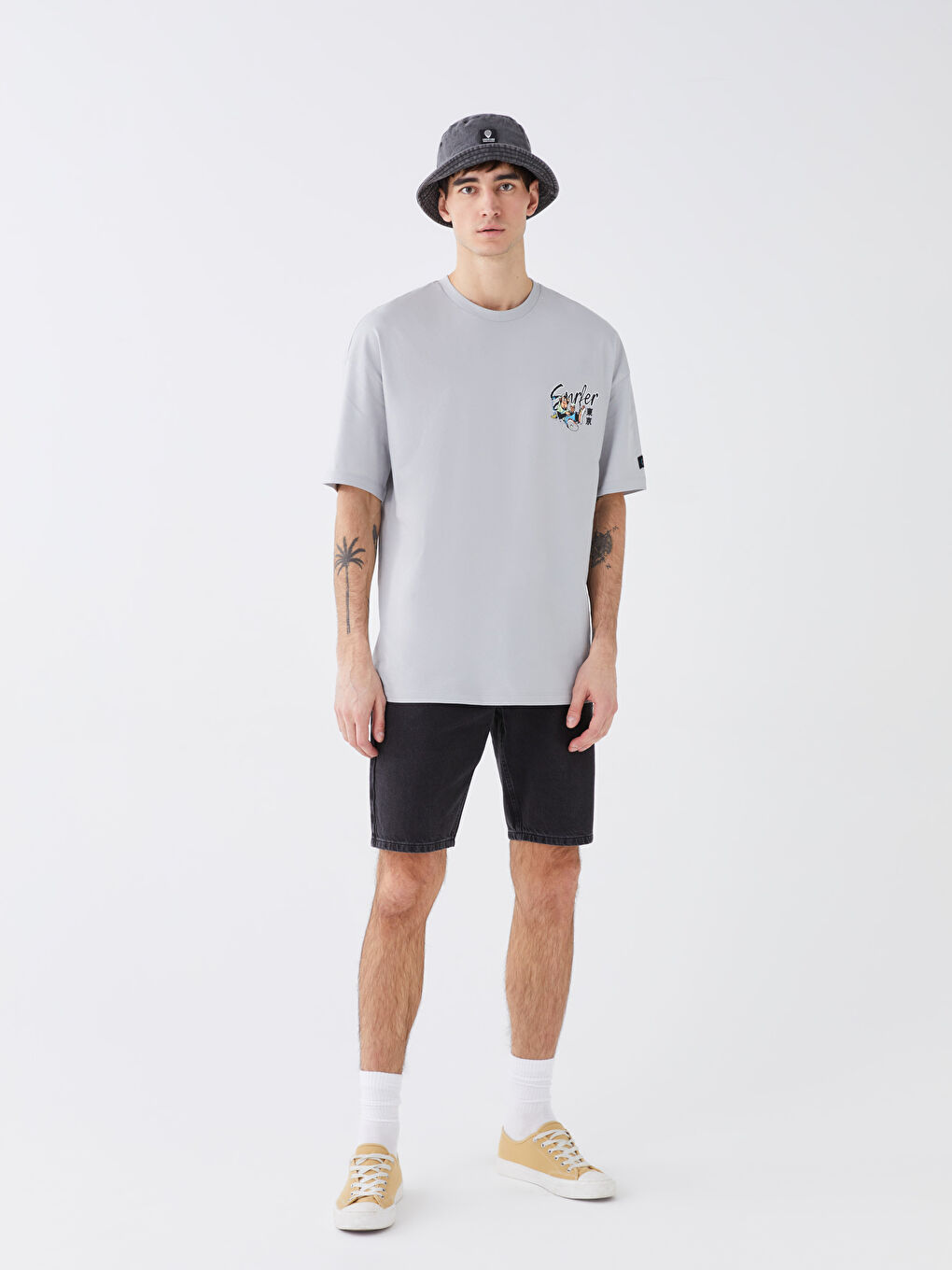 Crew Neck Short Sleeve Nostalgic Monkey Printed Combed Cotton Unisex T-Shirt-8