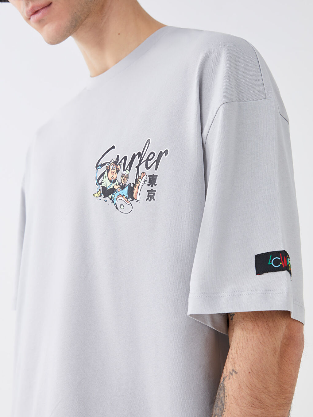 Crew Neck Short Sleeve Nostalgic Monkey Printed Combed Cotton Unisex T-Shirt-11