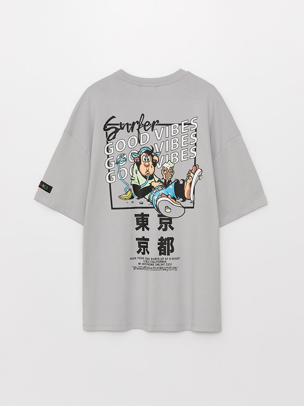 Crew Neck Short Sleeve Nostalgic Monkey Printed Combed Cotton Unisex T-Shirt-14