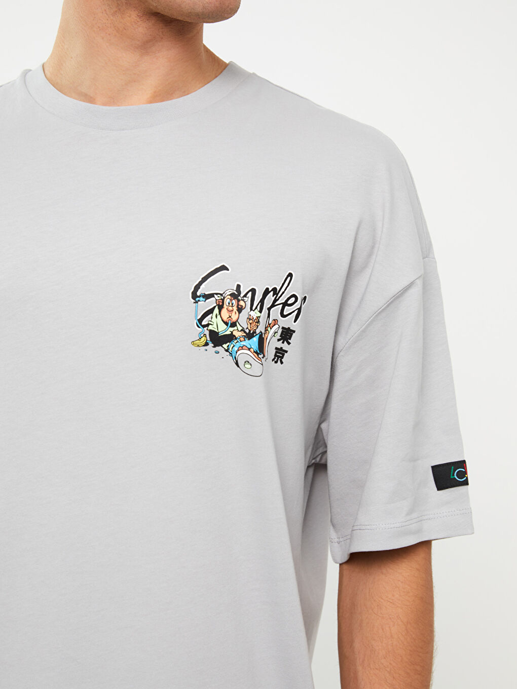 Crew Neck Short Sleeve Nostalgic Monkey Printed Combed Cotton Unisex T-Shirt-7