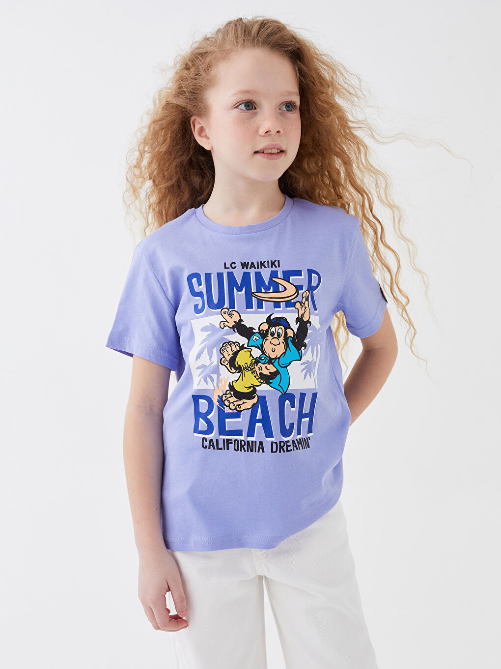 تيشيرت أطفال يونيكس كم قصير مطبوع قرد نوستالجي بياقة دائرية-4