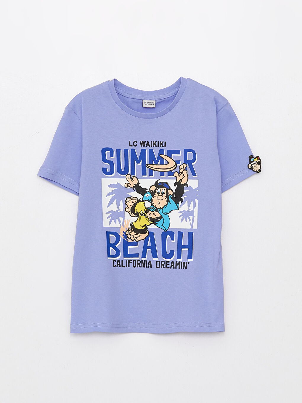 تيشيرت أطفال يونيكس كم قصير مطبوع قرد نوستالجي بياقة دائرية-6