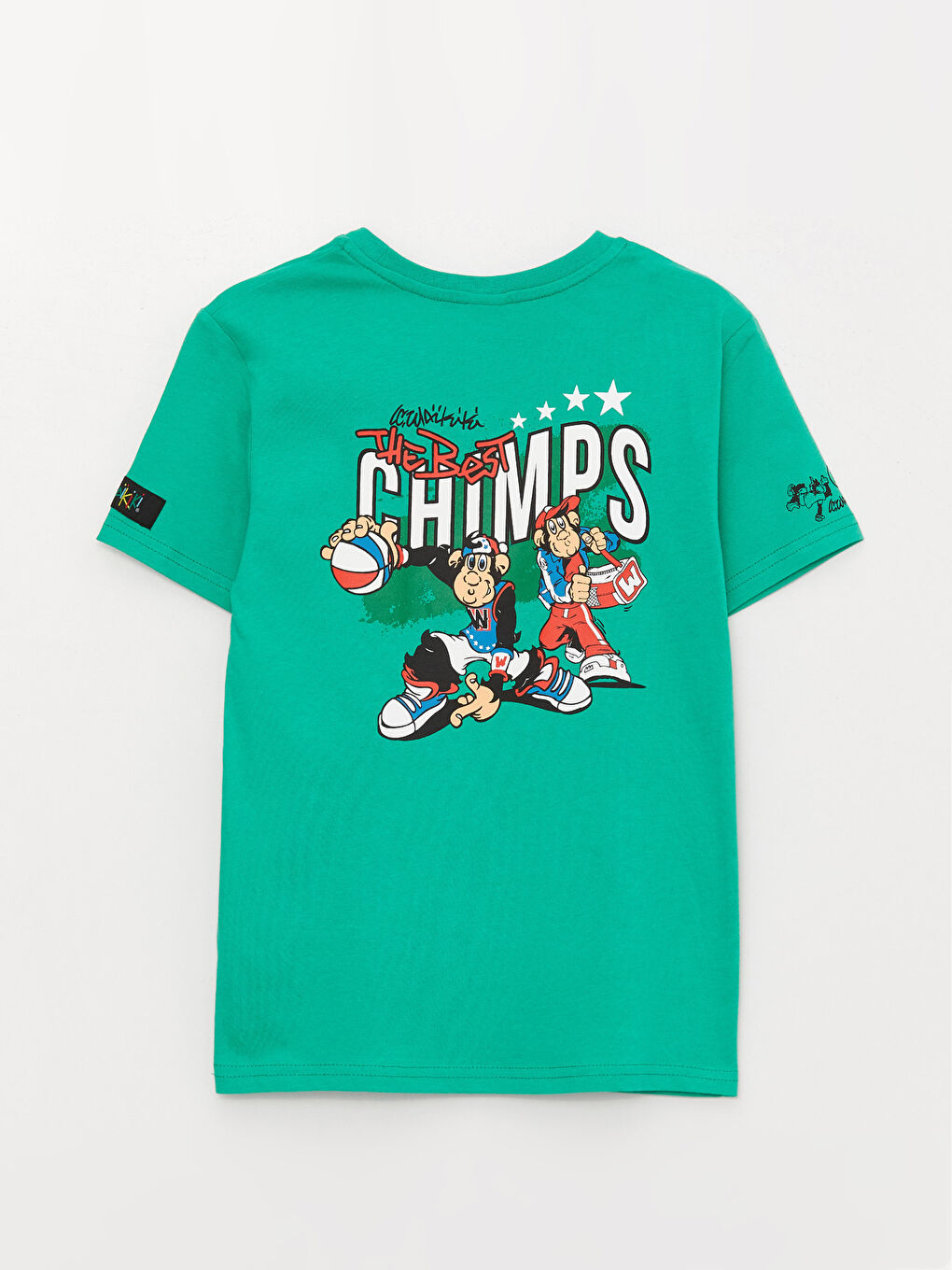 تيشيرت أطفال يونيكس كم قصير مطبوع قرد نوستالجي بياقة دائرية-7