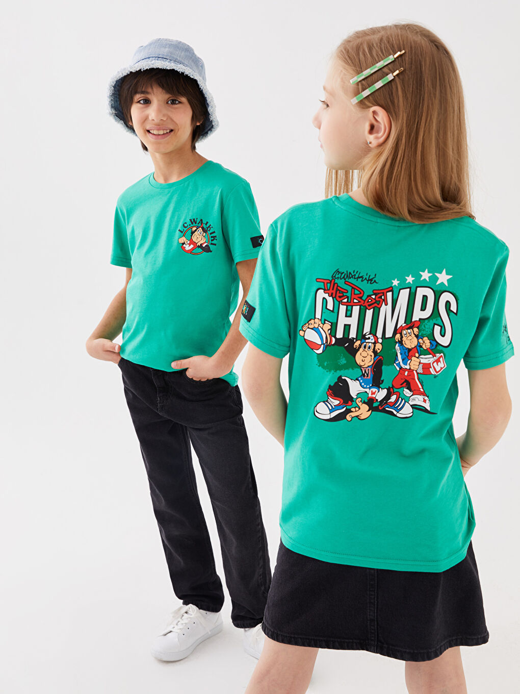 تيشيرت أطفال يونيكس كم قصير مطبوع قرد نوستالجي بياقة دائرية