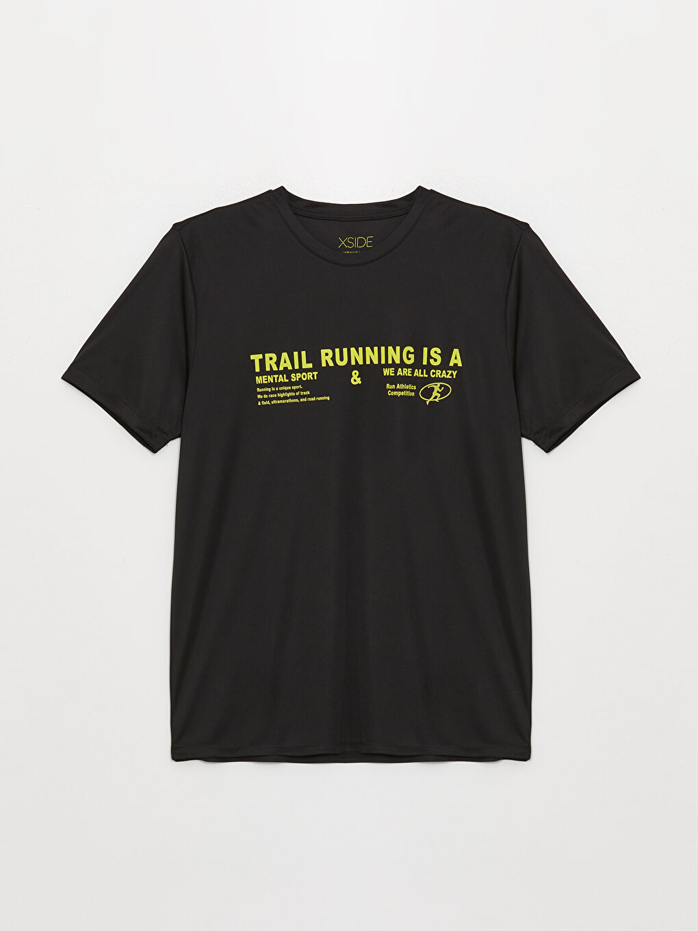 Siyah Bisiklet Yaka Kısa Kollu Baskılı Erkek Tişört-5