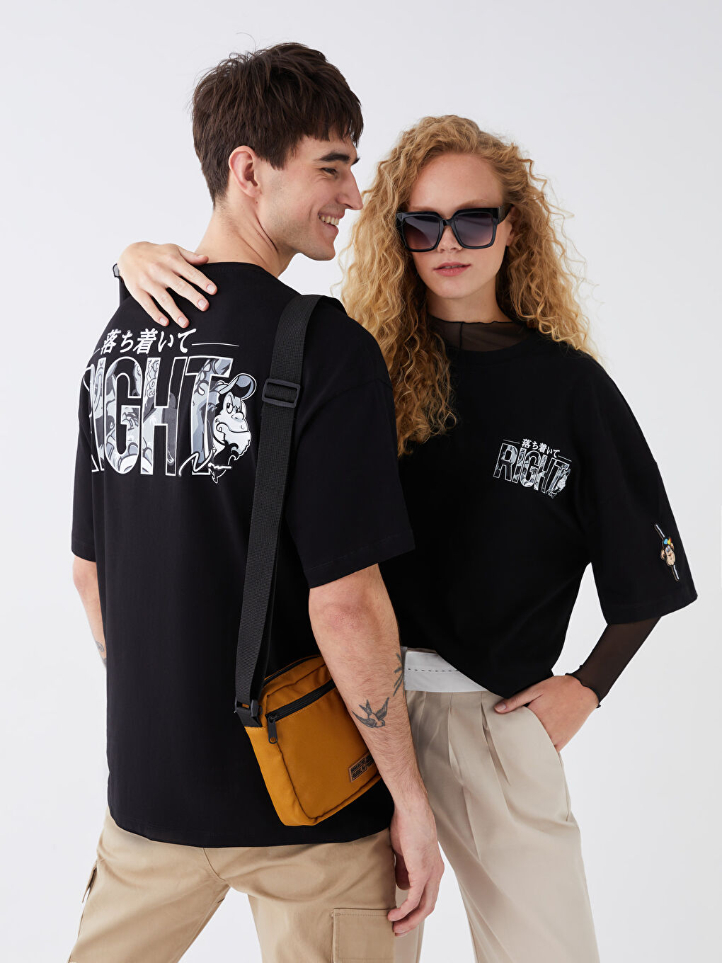 Siyah Bisiklet Yaka Kısa Kollu Baskılı Penye Erkek Tişört