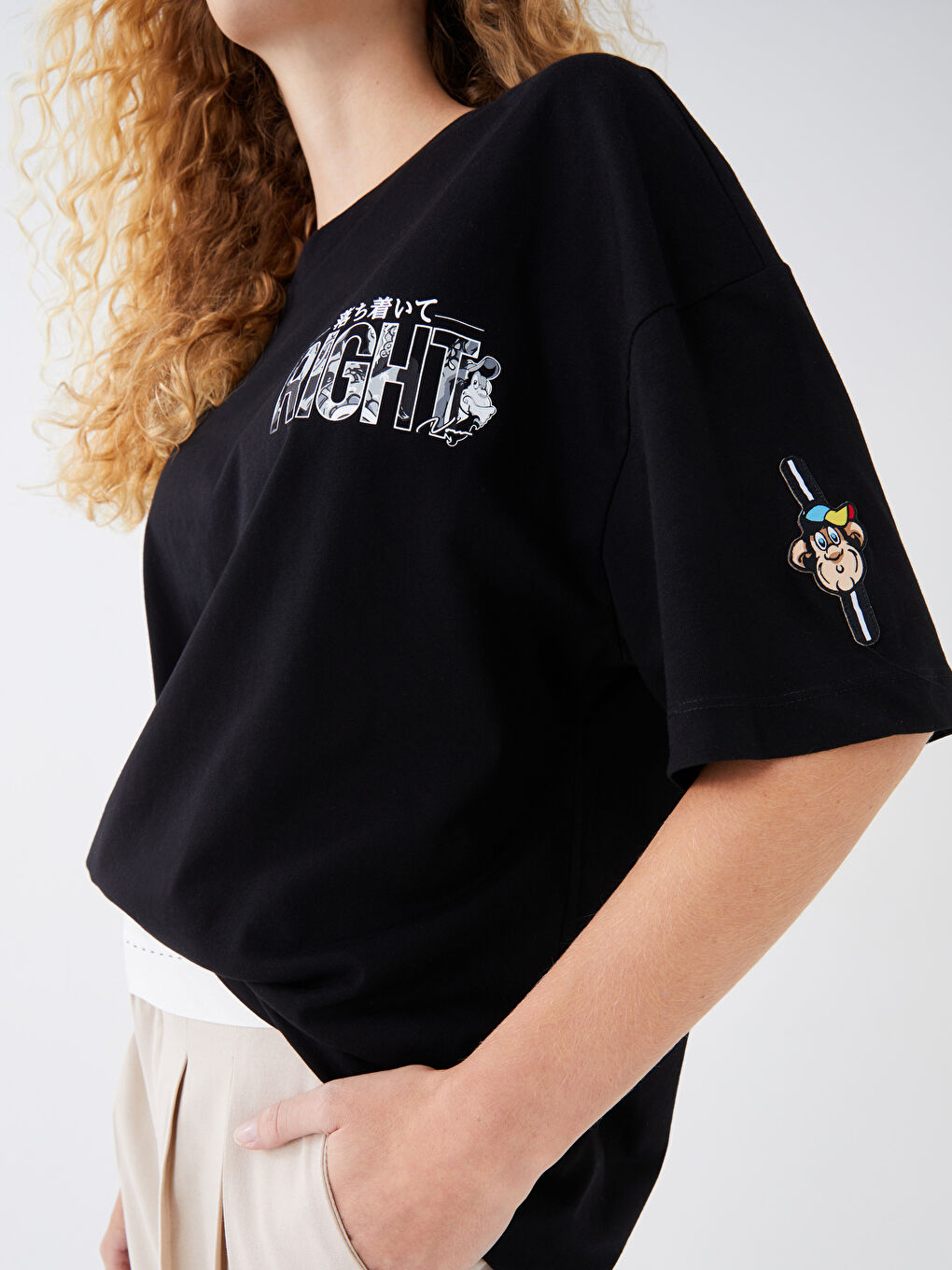 Siyah Bisiklet Yaka Kısa Kollu Baskılı Penye Erkek Tişört-6