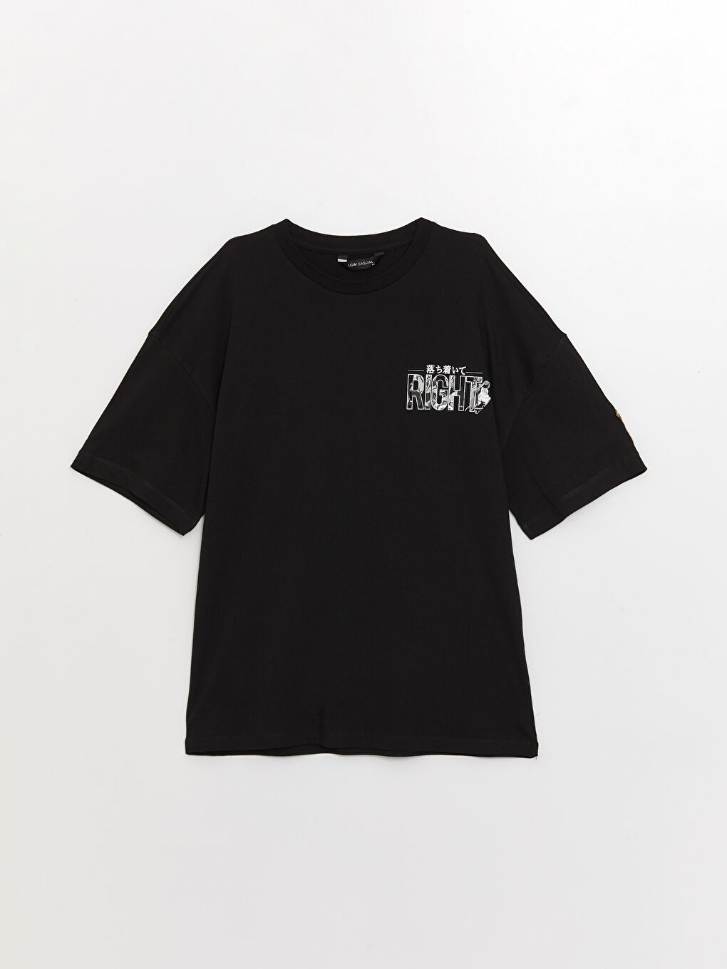 Siyah Bisiklet Yaka Kısa Kollu Baskılı Penye Erkek Tişört-8