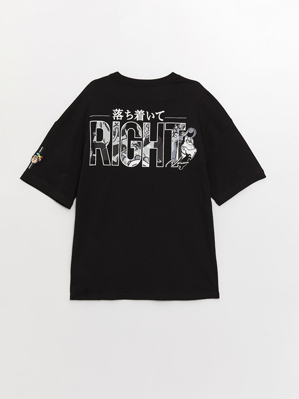 Siyah Bisiklet Yaka Kısa Kollu Baskılı Penye Erkek Tişört-9