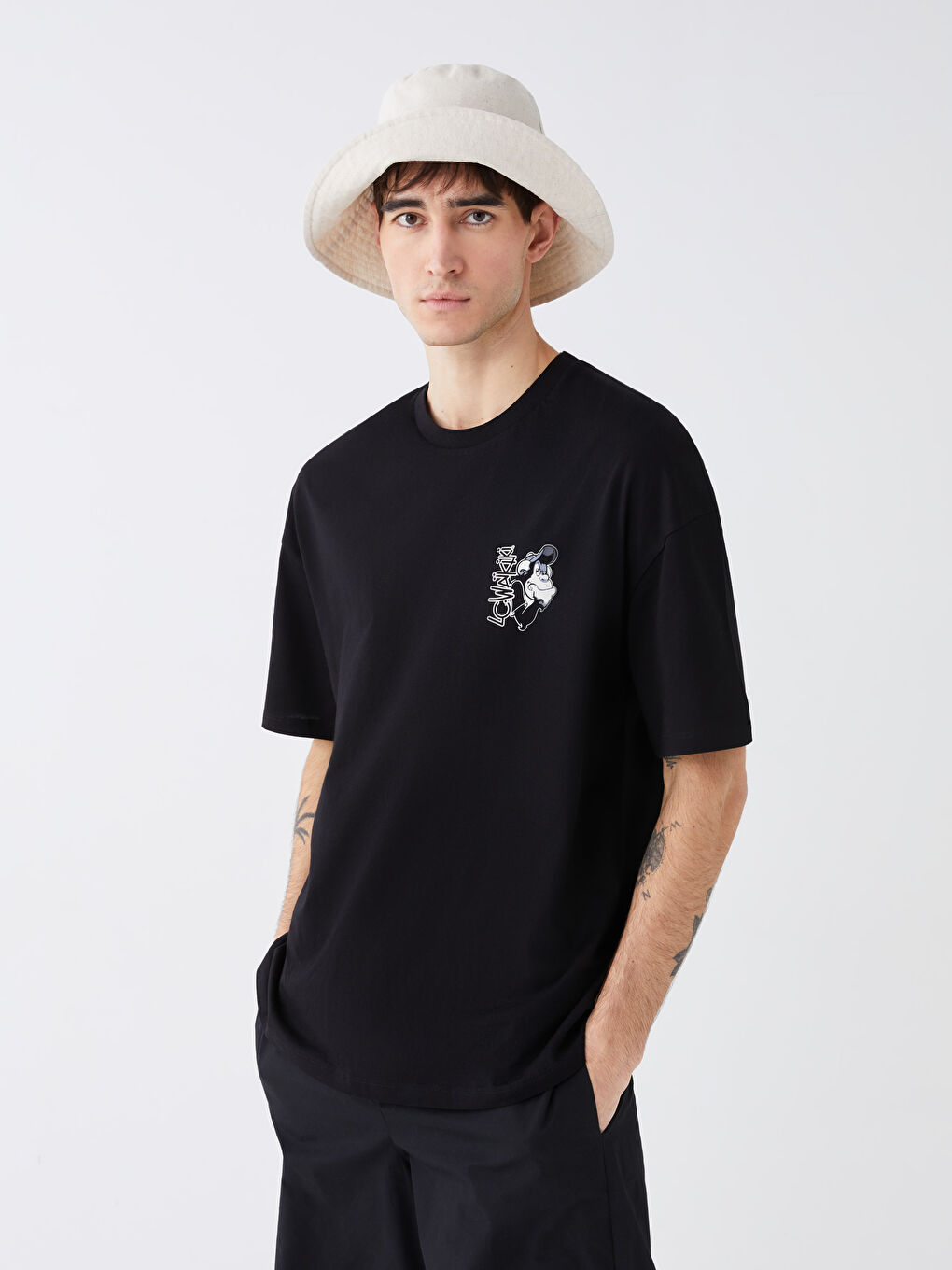 XSIDE Rundhalsausschnitt Kurzarm Nostalgischer Affen Bedruckt Gekämmte Baumwolle Unisex T-Shirt -S3I928Z8-CVL