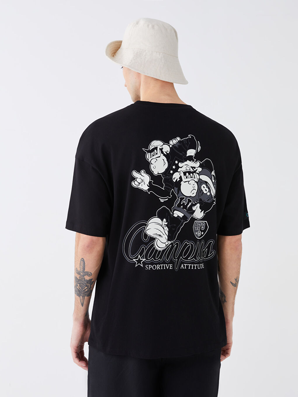 XSIDE Rundhalsausschnitt Kurzarm Nostalgischer Affen Bedruckt Gekämmte Baumwolle Unisex T-Shirt -S3I928Z8-CVL