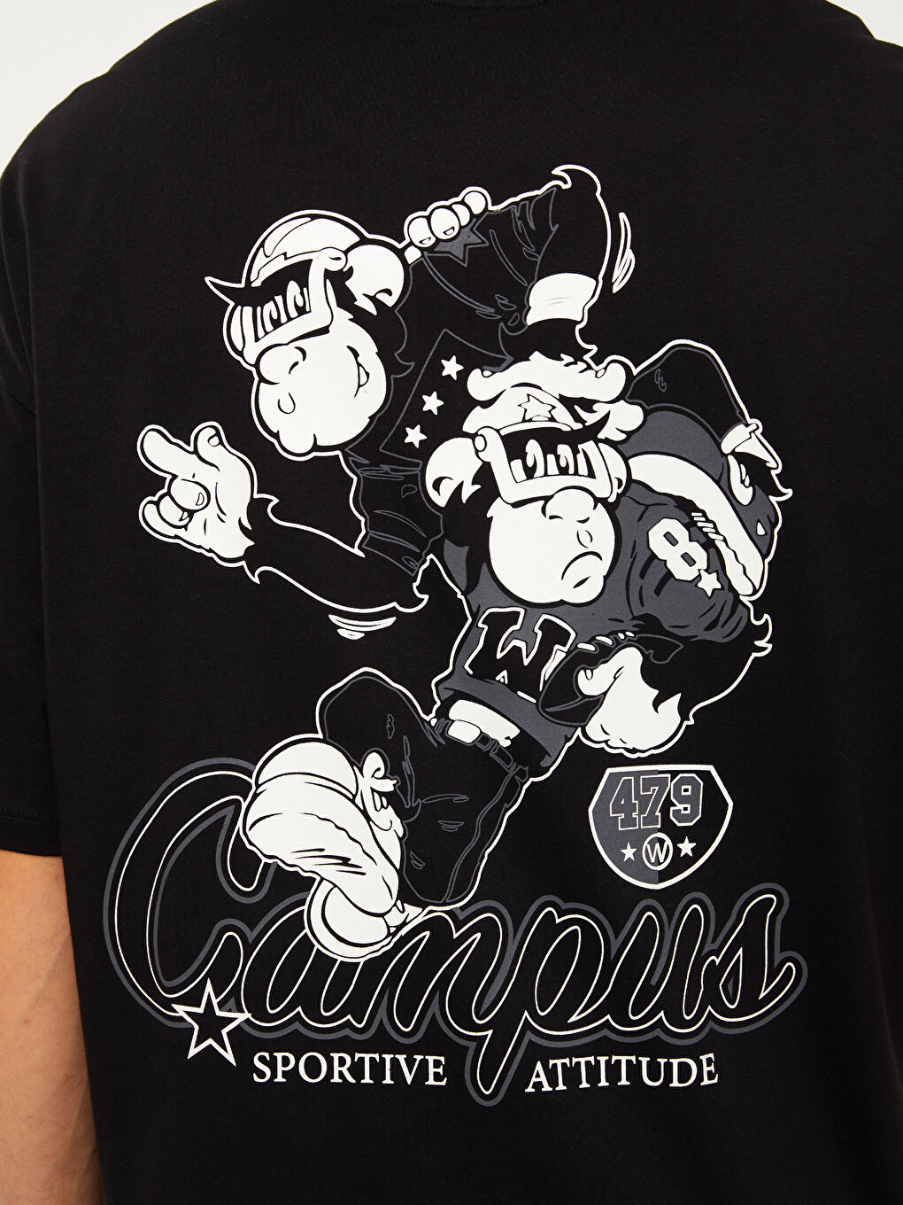 XSIDE Rundhalsausschnitt Kurzarm Nostalgischer Affen Bedruckt Gekämmte Baumwolle Unisex T-Shirt -S3I928Z8-CVL