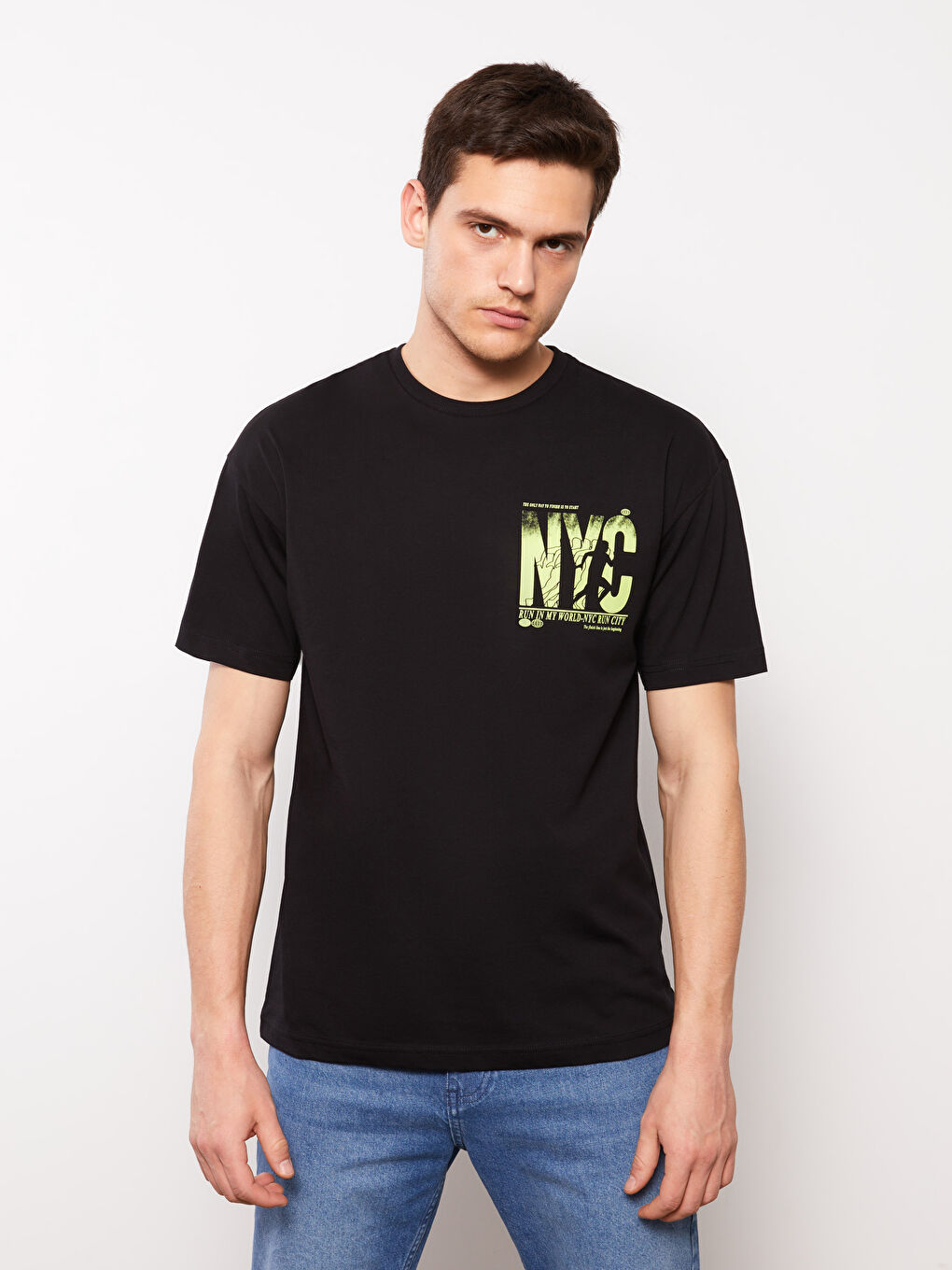 Oversize Crew Neck Short Sleeve Printed Jersey Men's T-Shirt-1