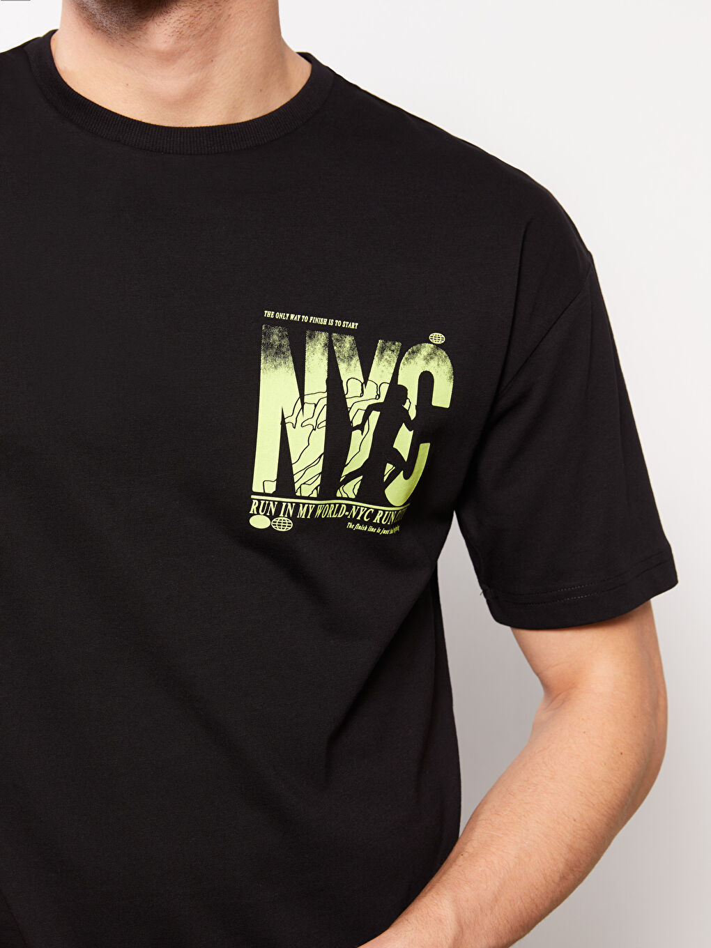 Oversize Crew Neck Short Sleeve Printed Jersey Men's T-Shirt-3