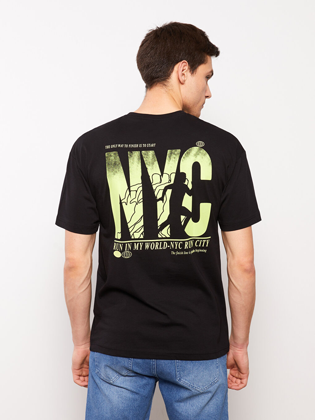 Oversize Crew Neck Short Sleeve Printed Jersey Men's T-Shirt-4