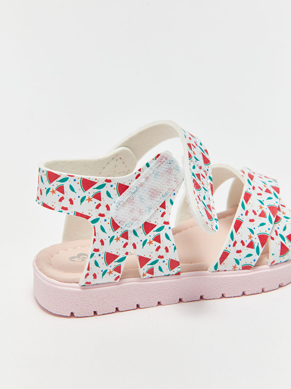 Pembe Baskılı Cırt Cırtlı Kız Bebek Sandalet-2