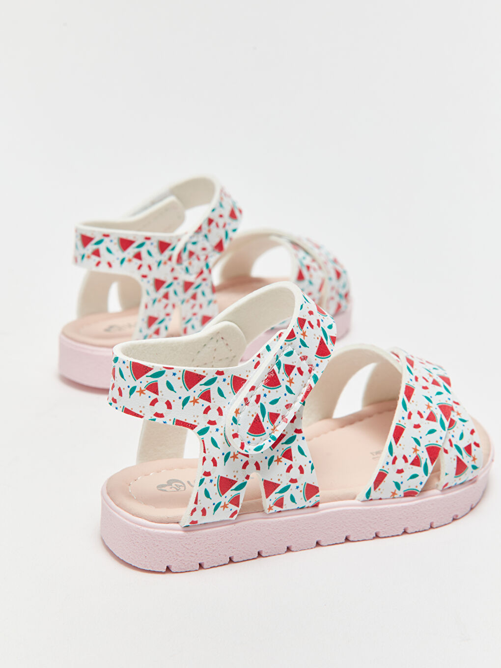 Pembe Baskılı Cırt Cırtlı Kız Bebek Sandalet-3