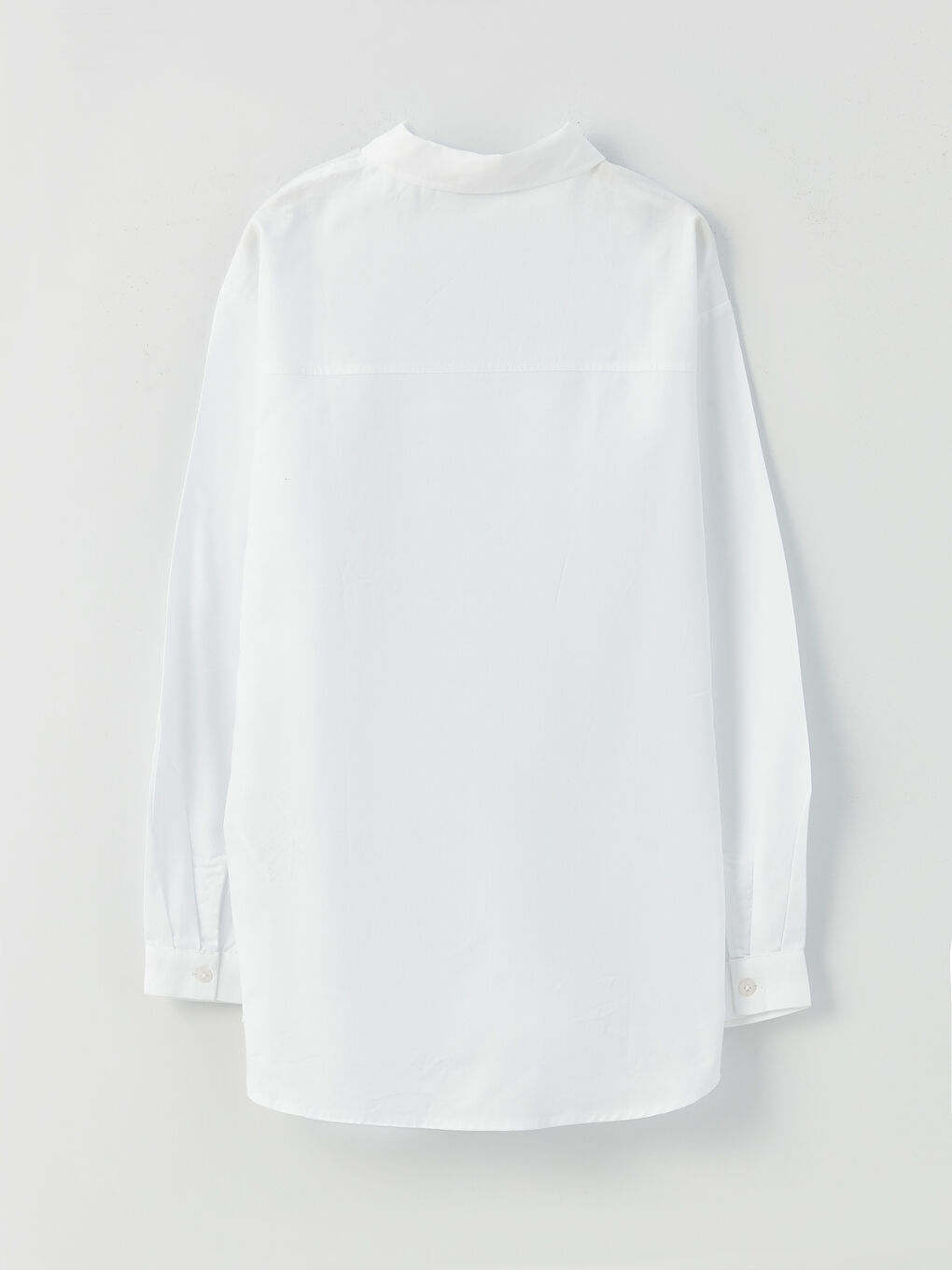 Beyaz Basic Uzun Kollu Kız Çocuk Gömlek-5