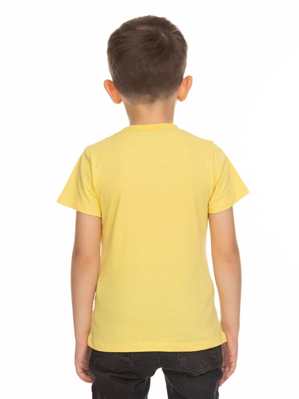 Sarı Bisiklet Yaka Kısa Kollu Baskılı Erkek Bebek Tişört-3