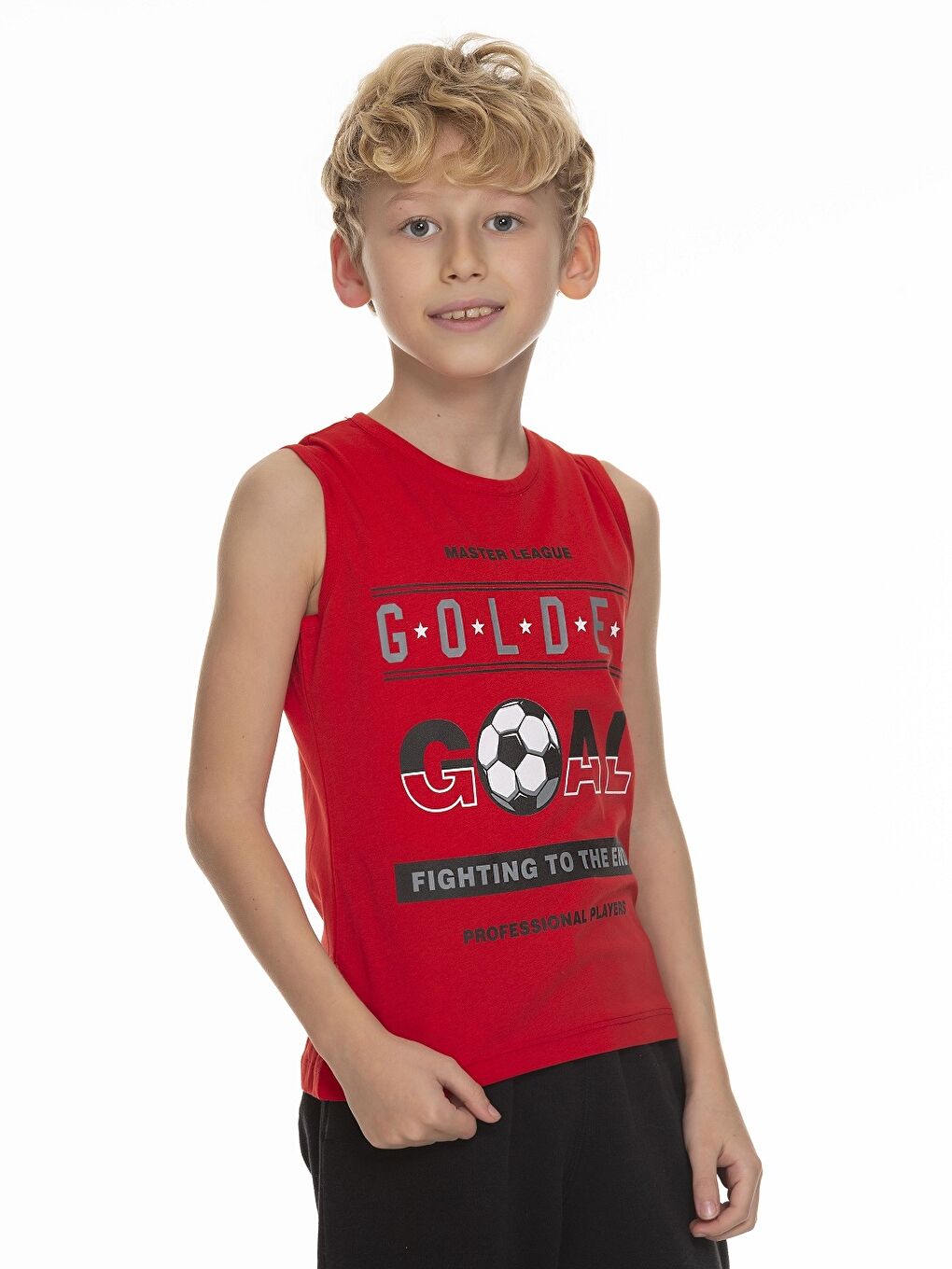 Kırmızı Bisiklet Yaka Baskılı Erkek Çocuk Atlet