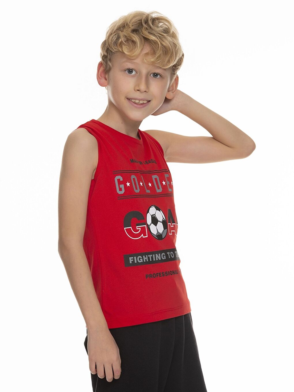 Kırmızı Bisiklet Yaka Baskılı Erkek Çocuk Atlet-1