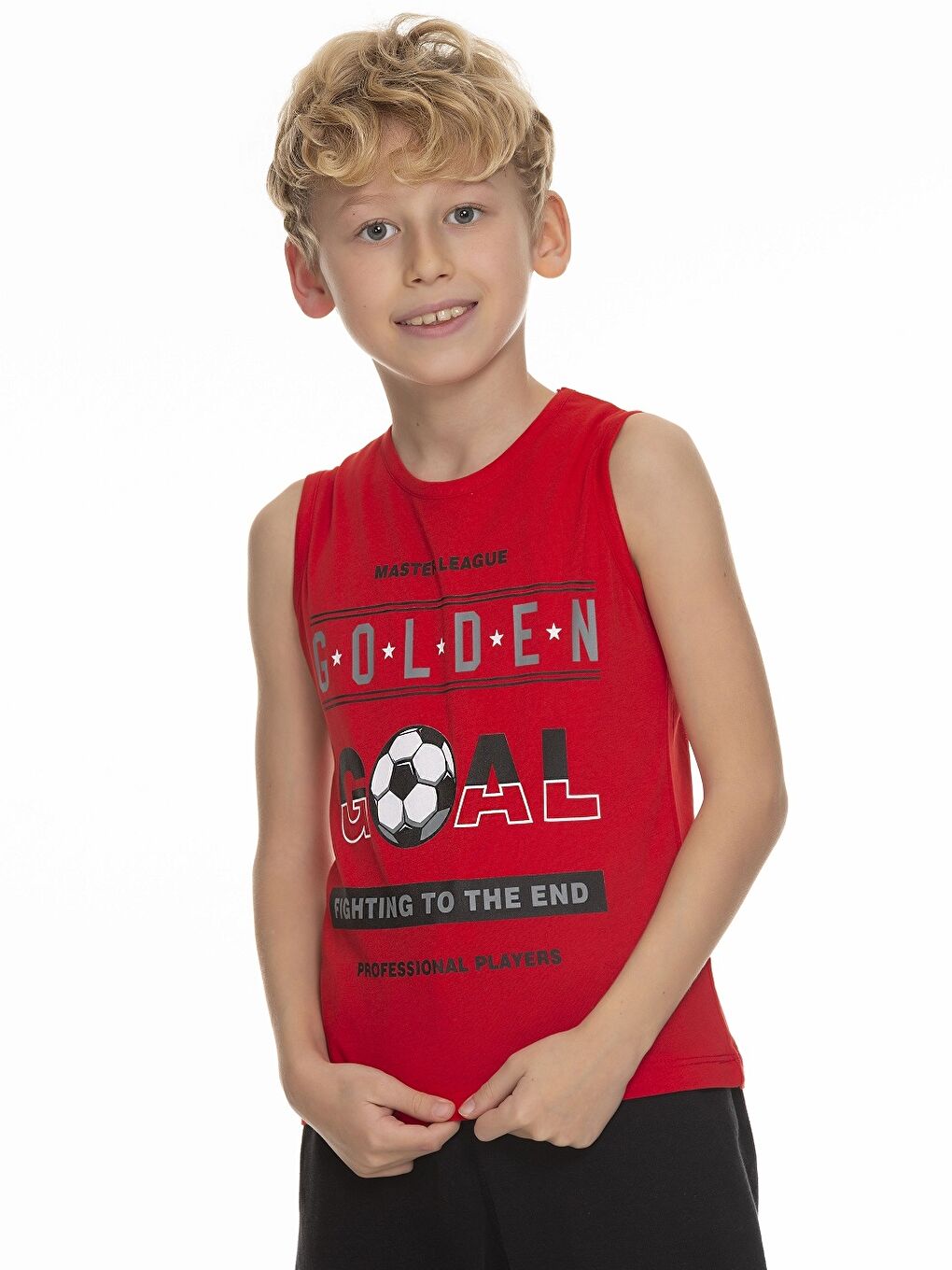 Kırmızı Bisiklet Yaka Baskılı Erkek Çocuk Atlet-2