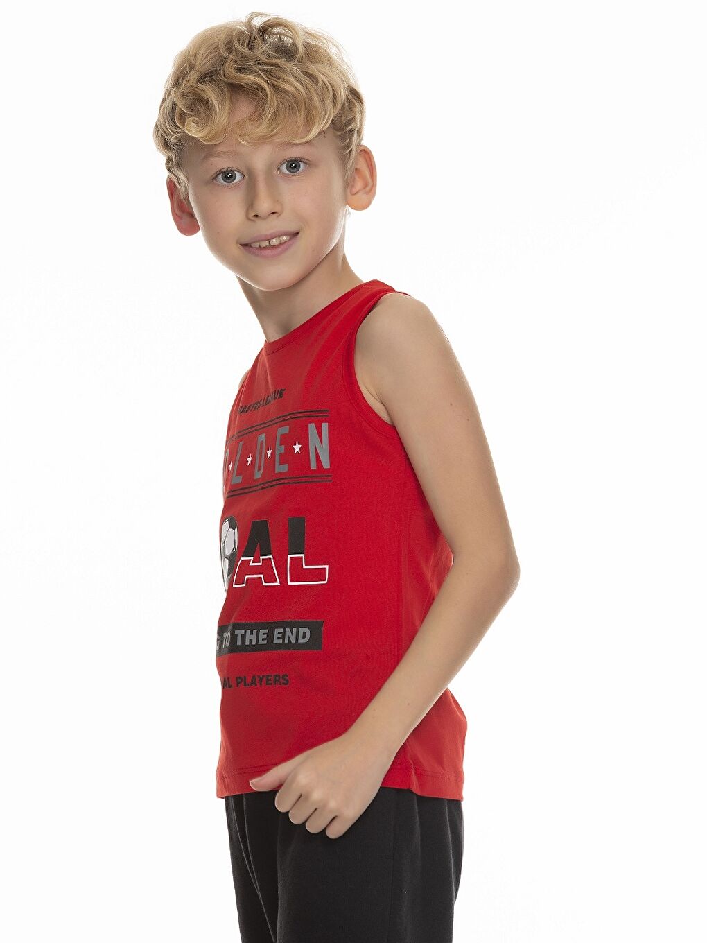 Kırmızı Bisiklet Yaka Baskılı Erkek Çocuk Atlet-4