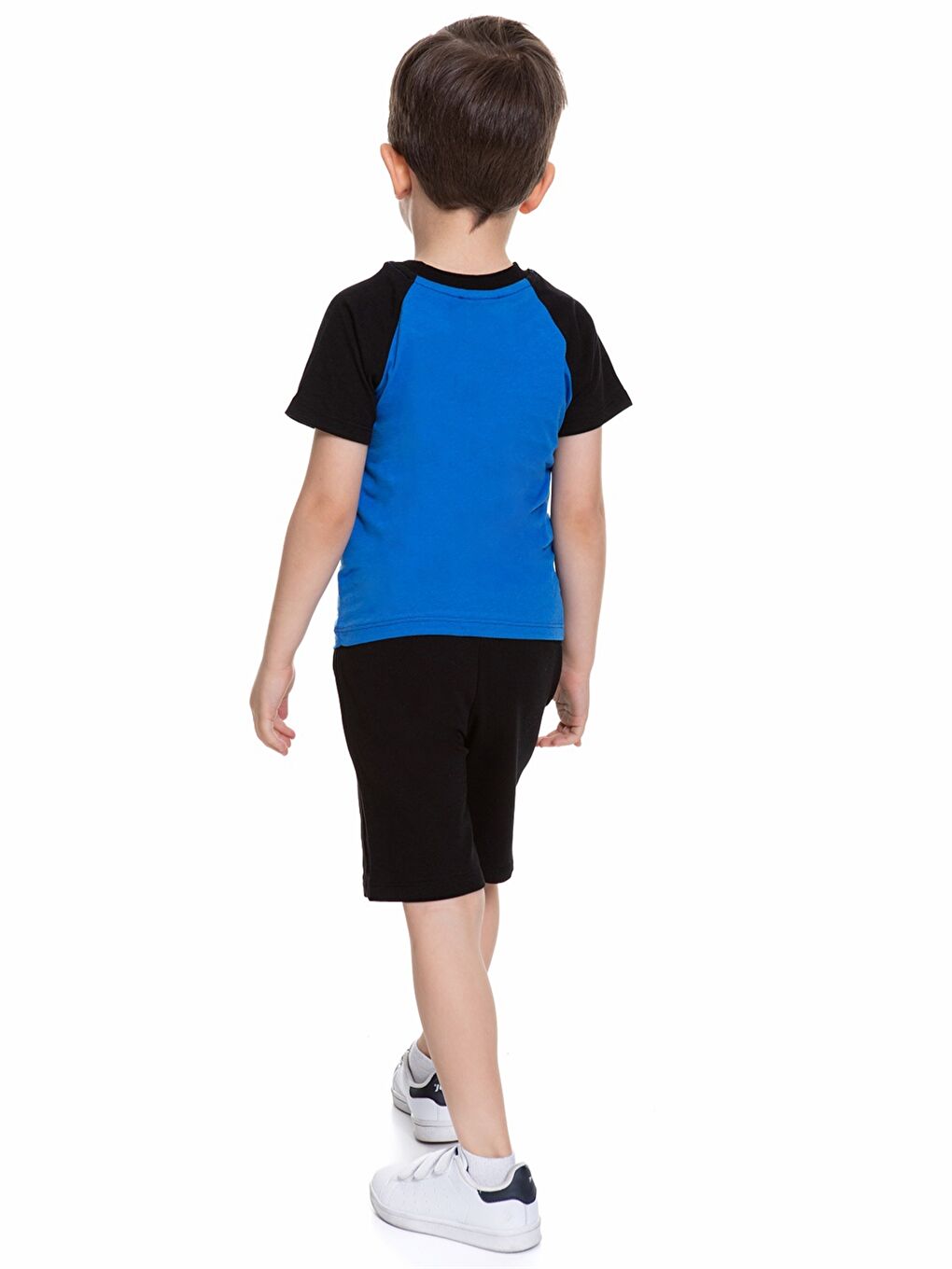 Mavi Bisiklet Yaka Kısa Kollu Baskılı Erkek Bebek Tişört ve Şort 2'li Takım-2