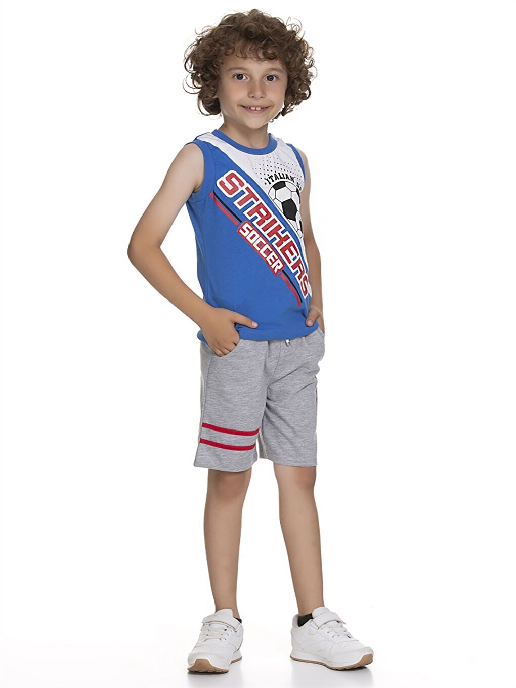 Mavi Bisiklet Yaka Baskılı Erkek Bebek Atlet ve Şort 2'li Takım