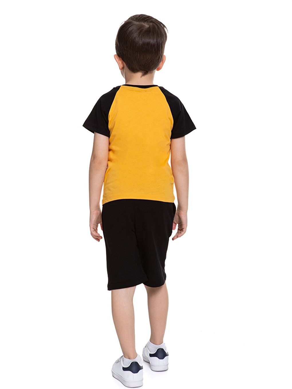 Kahverengi Bisiklet Yaka Baskılı Kısa Kollu Erkek Çocuk Tişört ve Şort-3
