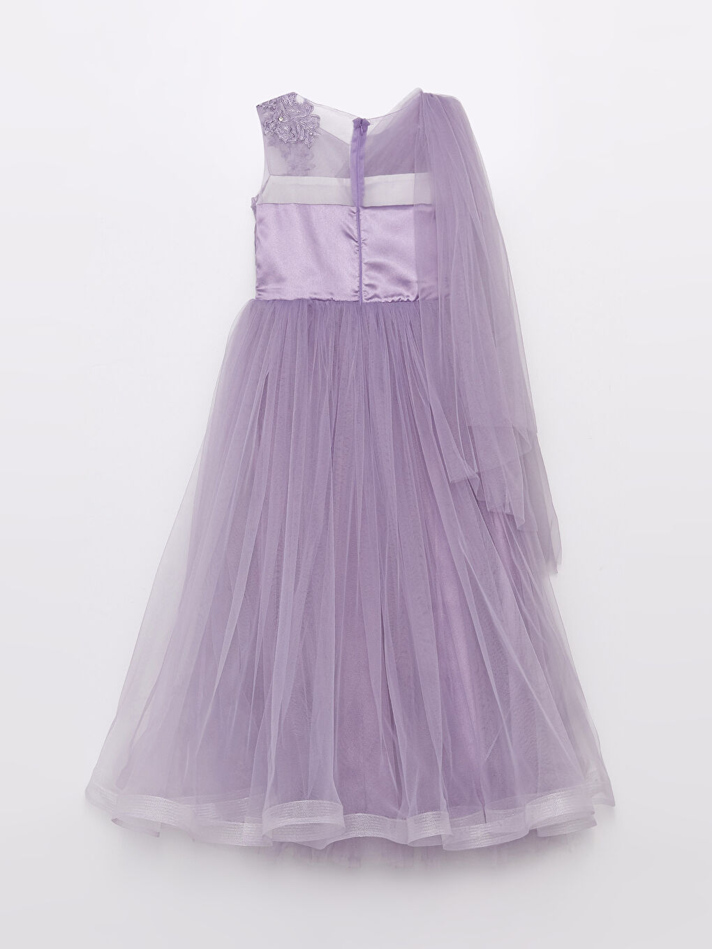 Lila Nakış Detaylı Kız Çocuk Elbise-4