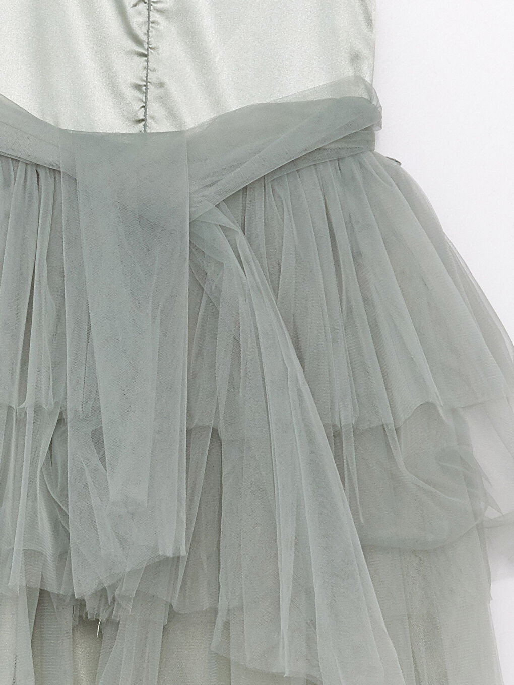 Yeşil Bisiklet Yaka Nakış Detaylı Kız Çocuk Elbise-3