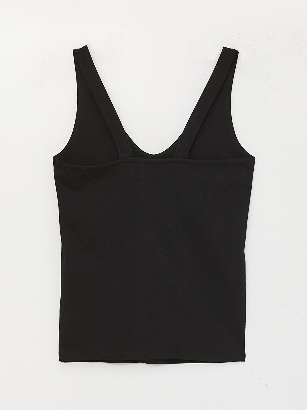 Siyah Kadın V Yaka Düz Atlet-6