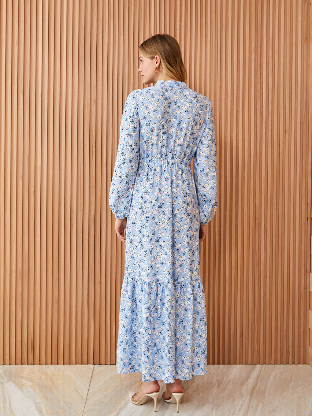 Floral Long Sleeve Women's Shirt Dress-4