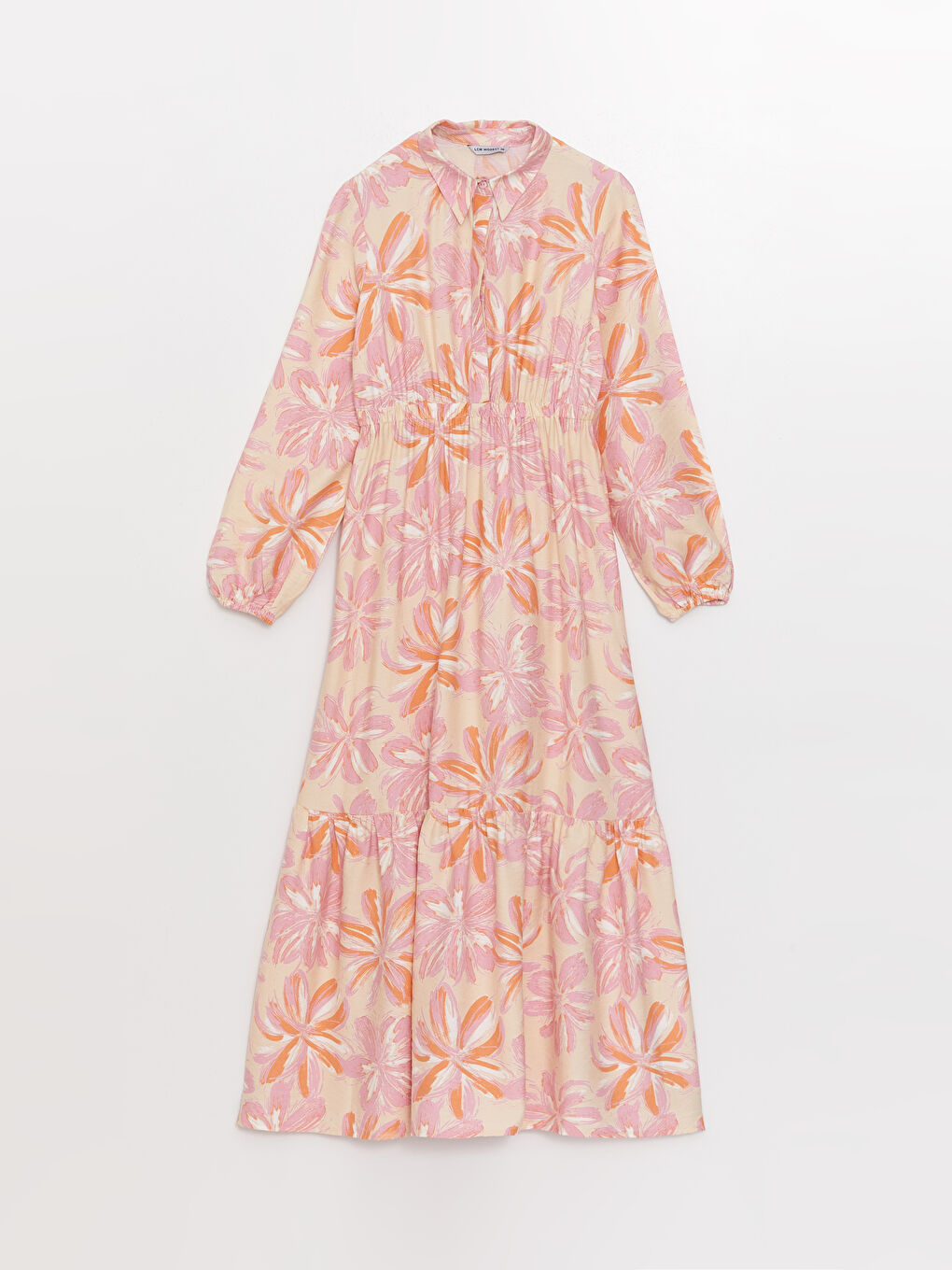 فستان قميص كم طويل مُزهر للسيدات-5