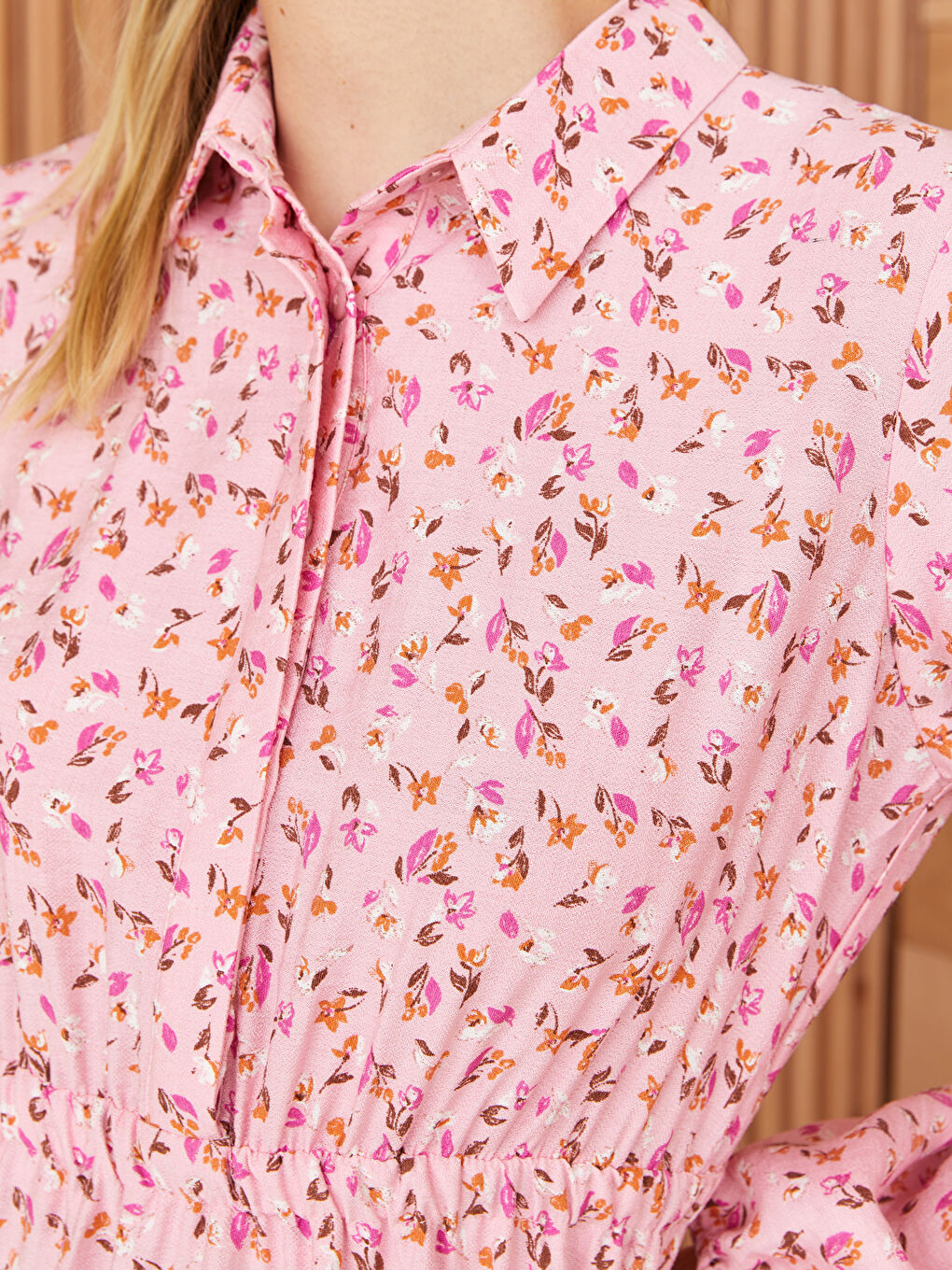 فستان قميص كم طويل مُزهر للسيدات-3