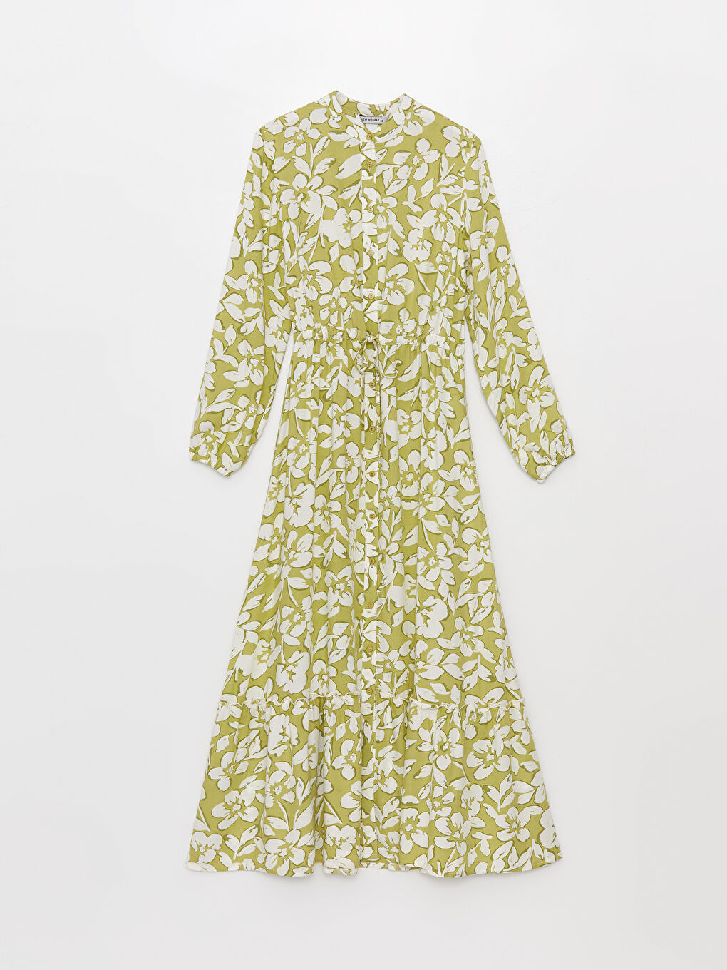 Grandad Collar Floral Long Sleeve Women's Shirt Dress-5