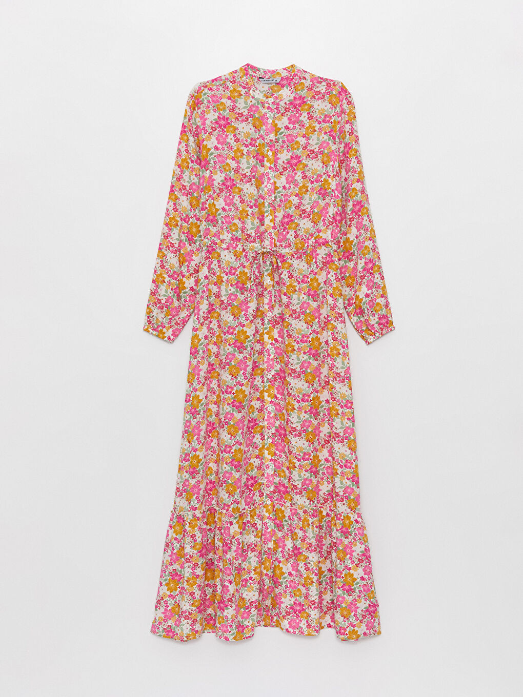 Grandad Collar Floral Long Sleeve Women's Shirt Dress-5